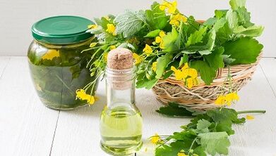 Celandine -Abkochung zur Behandlung von Nagelpilz